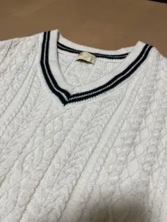 【ナノユニバース】NANOuniverseケーブルニット Vネックベスト