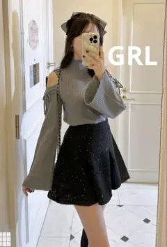 インパン裏地付きツイードミニフレアスカート[dk1314]