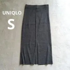 UNIQLO リブ ニット タイトスカート グレー スリット入り Sサイズ