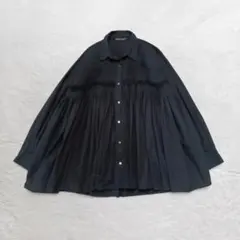 ミズイロインド ピンタック刺繍ワイドシャツ 黒 - メルカリ