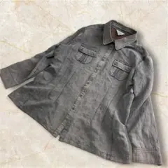 ヴィンテージ・デニム風 シャツ 長袖 グレーカジュアル ＬＬ
