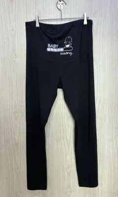 可愛い マタニティレギンス 【L】お腹ゆったり BABY loading...黒
