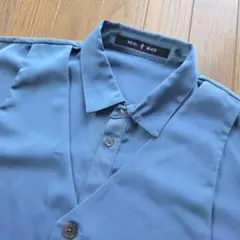 NO ID. ベストレイヤード ビッグシルエット 半袖シャツ ブルー