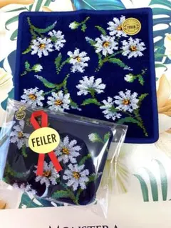 ★ FEILER フェイラー　ホワイトマーガレット　ハンカチ&ポーチセット