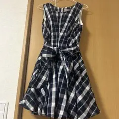 dazzlin ネイビー ホワイトチェック ノースリーブワンピース M