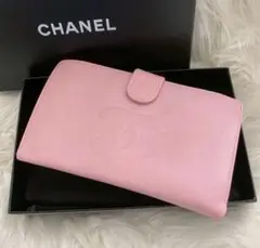 CHANEL ココマーク キャビアスキン Wホック 折財布 ピンク - メルカリ