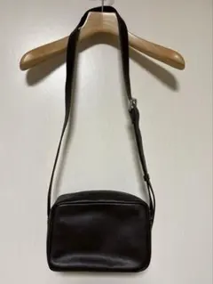 GU購入　ダークブラウン リアルレザーショルダーバッグ