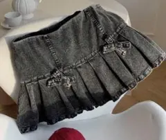 リボン付きデニムスカート