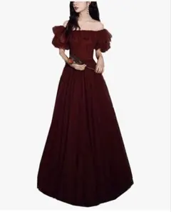 レッド　オフショルダー　カラードレス