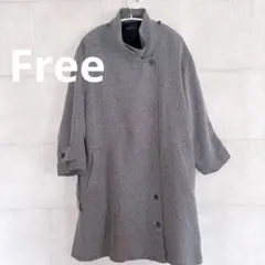 【美品】Ladies Fashion スタンドカラー ミドル丈コート フリー