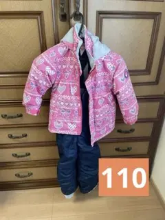 【訳あり！】スキーウェア　上下セット　ピンク　ハート柄 子ども　女の子　110のサムネイル