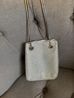 2wayメタルメッシュショルダーバッグ　シルバー