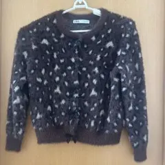 ZARA レオパード柄 ニットカーディガン M