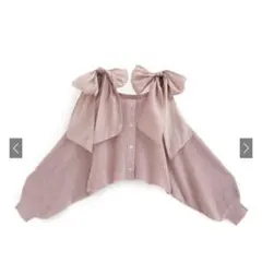 GRL ショルダーリボンオフショルラメニットカーディガン [gn334] ピンク