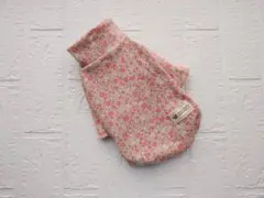 犬服ハンドメイド　ハイネックラグランシャツ　Flower　Ｓ