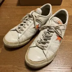 CONVERSE コンバース ワンスター　レザー　白×オレンジ　紐　ビンテージ