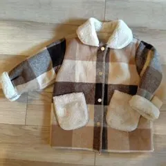 チェック柄ボア襟カジュアルコート ELMO