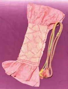 64 帯揚げ＆帯締めセット　ピンク　振袖向け　絹