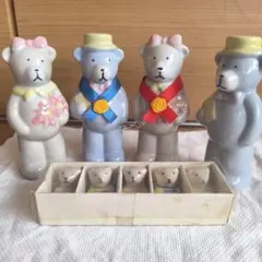 クマの陶器 ペッパー ソルト入れ ミニくま箸置き セット