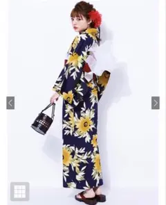 ひまわり柄浴衣・帯・帯締め・帯揚げセット