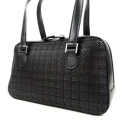 ほぼ未使用✨印傳屋 ハンドバッグ ブラック　総柄 ミニボストン レザー