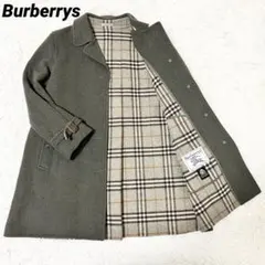 ✨美品✨ Burberrys ラムウール　コート　ノバチェック カーキ　M相当