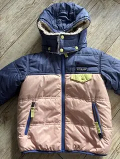 patagonia フード付きダウンコート ネイビー/ピンク