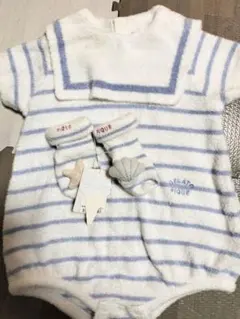 GELATO PIQUE ストライプロンパースと靴下セット