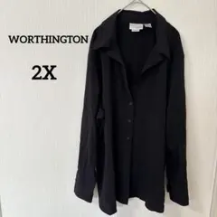 美品✨WORTHINGTON 【2X】ブラック 黒 シャツ ブラウス 大きい