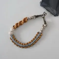 ハンドストラップ　パラコード　イエロー×シルバー