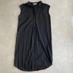 アダムエロペ ロングシャツノースリーブ　ワンピース　ワンピース　ストライプ　黒