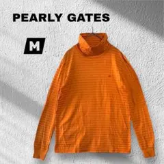 【PEARLY GATES 】オフタートルネックシャツ/ストライプ/オレンジ