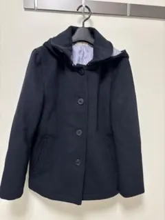 ネイビーコート　アウター　フード取り外し可　フリーサイズ