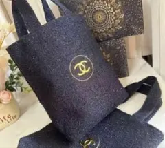 CHANELミニトート　バッグ ノベルティ海外限定　ネイビー