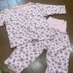 アンパンマン　ピンクのキャラクター花柄長袖パジャマ