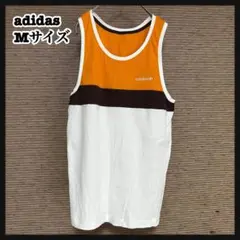 【アディダス】タンクトップノースリーブス　トレフォイル　刺繍　オレンジ白Tのサムネイル