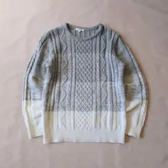 ケーブル編み ニット セーター グレー メンズ L 春 ユニセックス