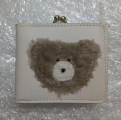 くま 新品未使用 がま口 2つ折り財布 合皮