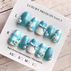 現品 マグネットネイル チェック リボン お花 フラワー ちゅるん 春 ショート