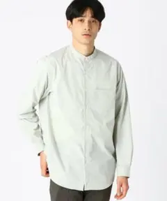 COMME CA ISM コムサイズム　ノーカラー長袖シャツ　ミント　Lサイズ