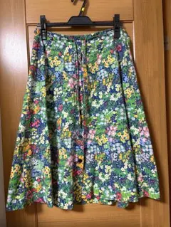 vintage 古着　レトロflower フレアスカートskirt L