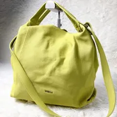 FURLA エリザベス パンチング 2way ショルダーバッグ ライムイエロー 