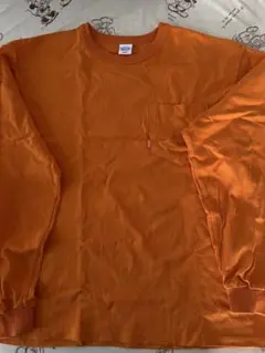 Keboz オレンジ 長袖Tシャツ 胸ポケット付き