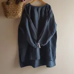 新品　SM2☆ブルー／【Slowlinen】ギャザーチュニック
