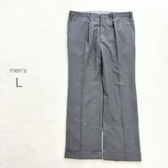 スラックス ウール100 グレー ロールアップ ビジネス 美品 日本製