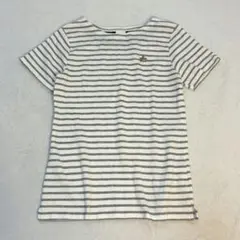 LOGOS/綿混/ボーダーカットソー/ロゴ刺繍/スリット/アウトドア/春夏/Lのサムネイル