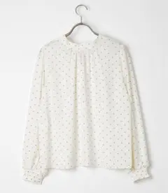 ドット　ボウタイブラウス