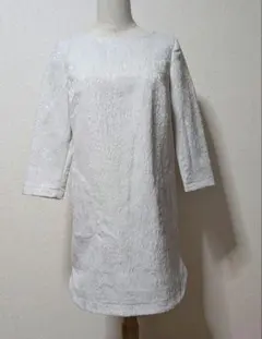 【美品】元町zelal 花柄 ワンピース チュニック　ライトグレーのサムネイル
