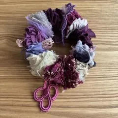 手作りフリルシュシュ パープル系
