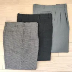 美品 秋冬用 ポリエステル ウール 100% メンズスラックス 3点セット
